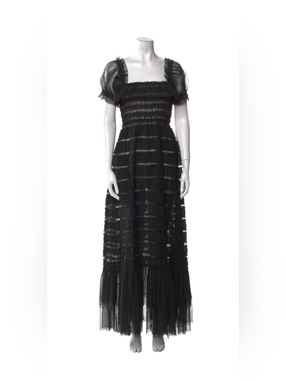 Doen Celestia Tulle Silk Heirloom Black Sheer Tiered Maxi Dress. EUC XS. - Picture 3 of 11